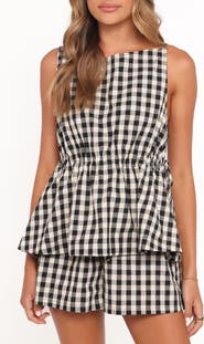 Petal & Pup Rory Gingham Cotton Peplum Tank