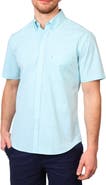 TailorByrd Gingham Short Sleeve Stretch Cotton Button-Up Shirt