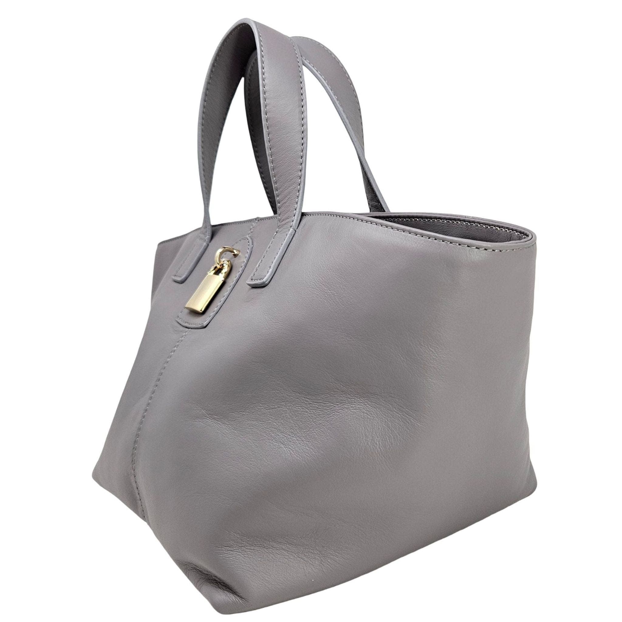Madison Maison Leather Lock Tote Bag, Alternate, color, Light Grey