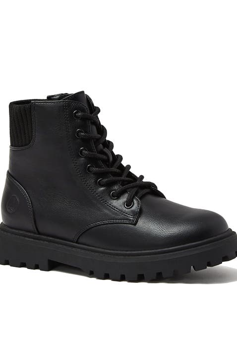 Girls Zip Up Lugged Boots