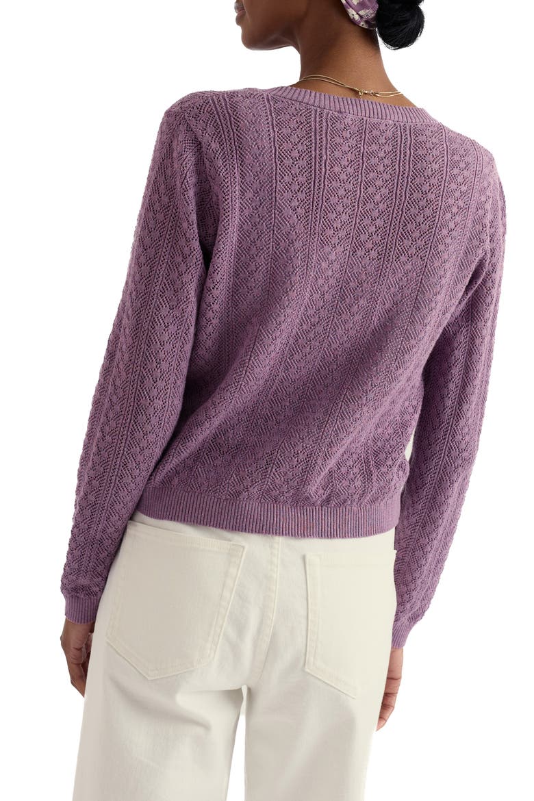 Willowing Organic Cotton Pointelle Cardigan, Alternate, color, VERBENA