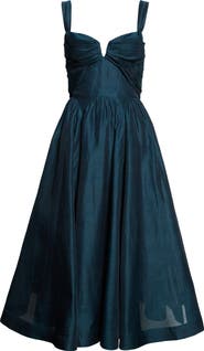 Zimmermann Rebellion Draped Linen & Silk Fit & Flare Midi Dress