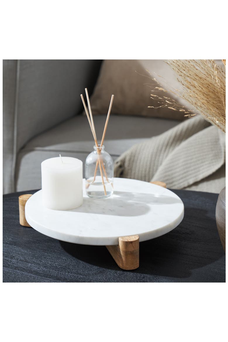 Marble & Wood Tray, Alternate, color, WHITE
