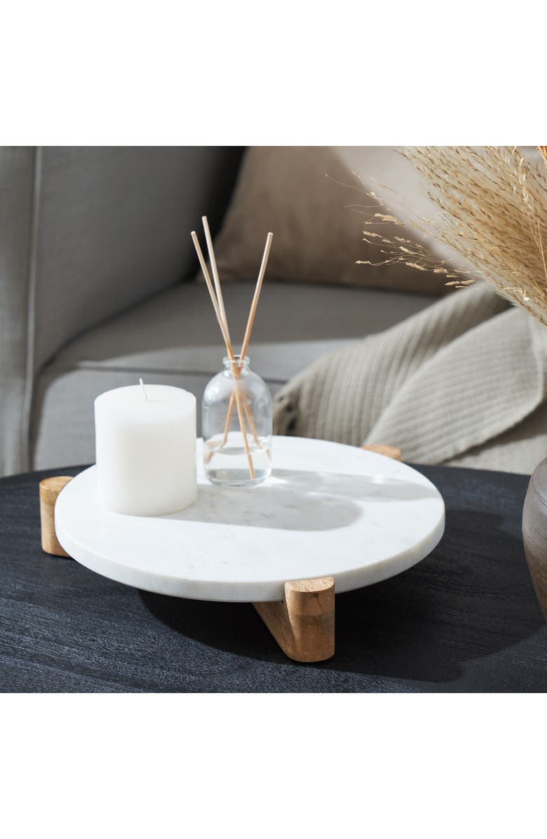 Renwil Marble & Wood Tray, Alternate, color, White