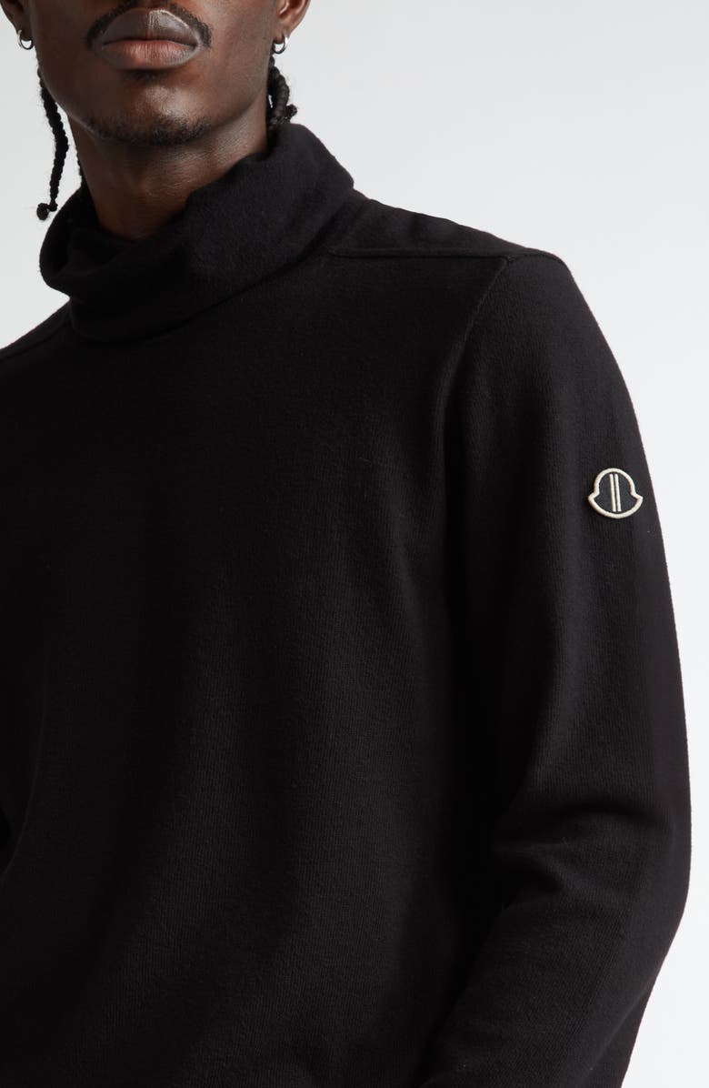 Moncler x Rick Owens Long Sleeve Cotton Rib Turtleneck Top, Alternate, color, 