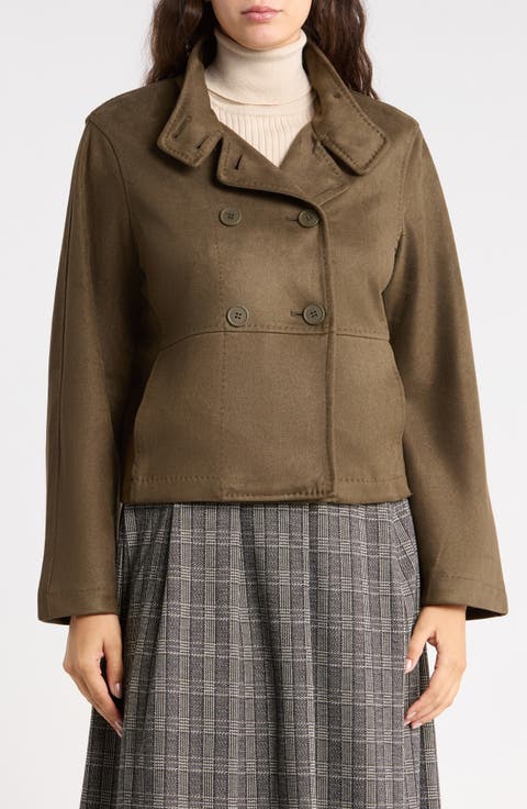 Funnel Neck Faux Suede Jacket