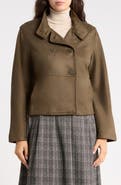 MAX STUDIO Funnel Neck Faux Suede Jacket