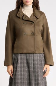 MAX STUDIO Funnel Neck Faux Suede Jacket