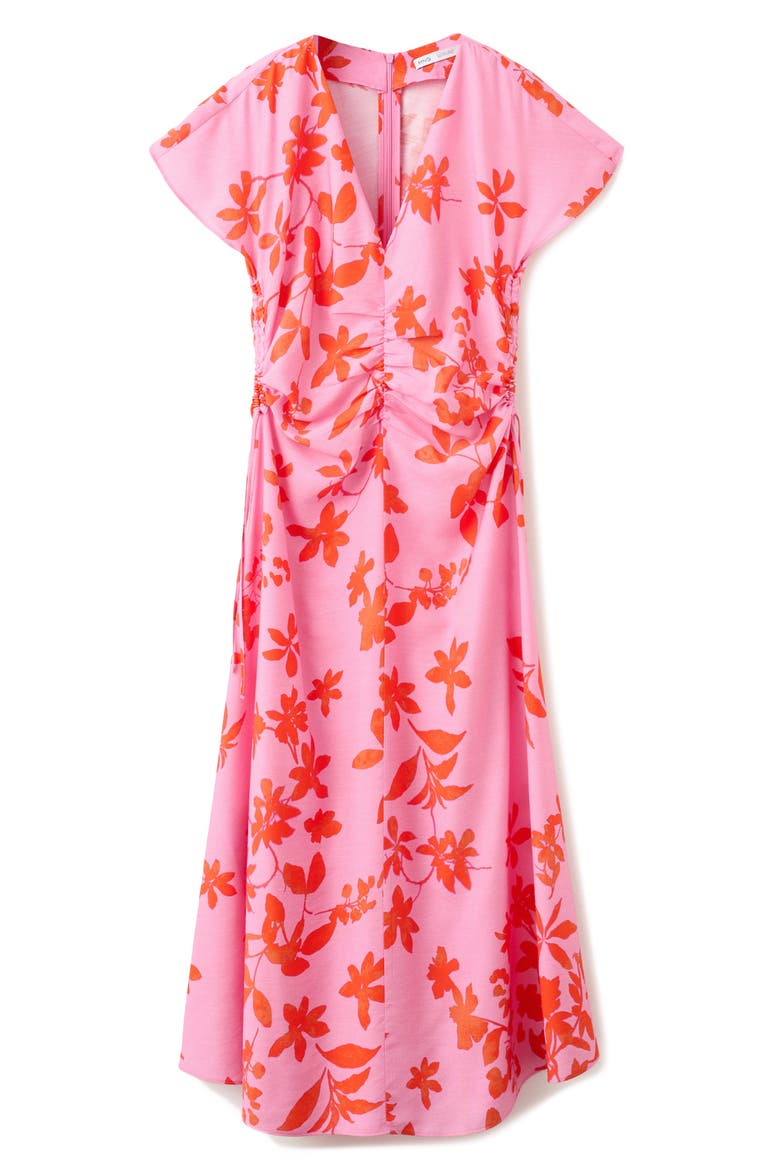 Print Side Ruched Maxi Dress, Alternate, color, PINK