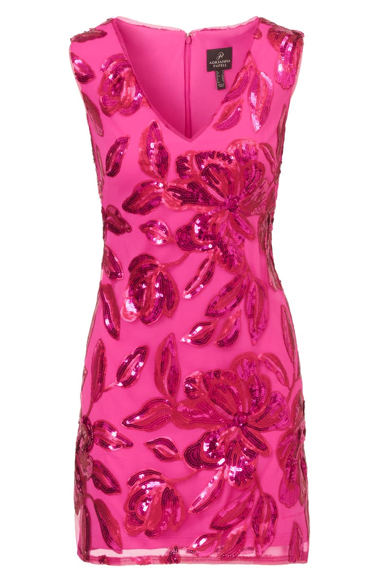 Adrianna Papell Floral Sequin Cocktail Dress, Alternate, color, 