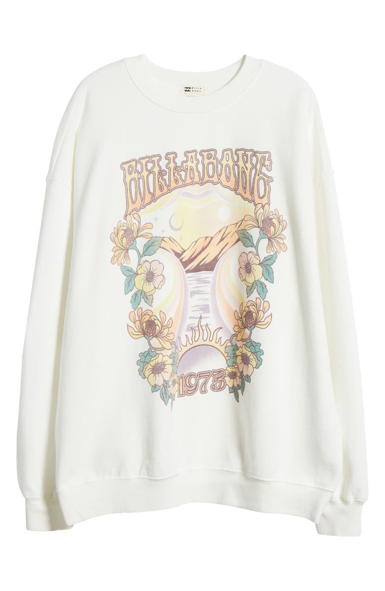 Billabong Oversize Ride in Crew Fleece Sweatshirt, Alternate, color, Stencil Wash