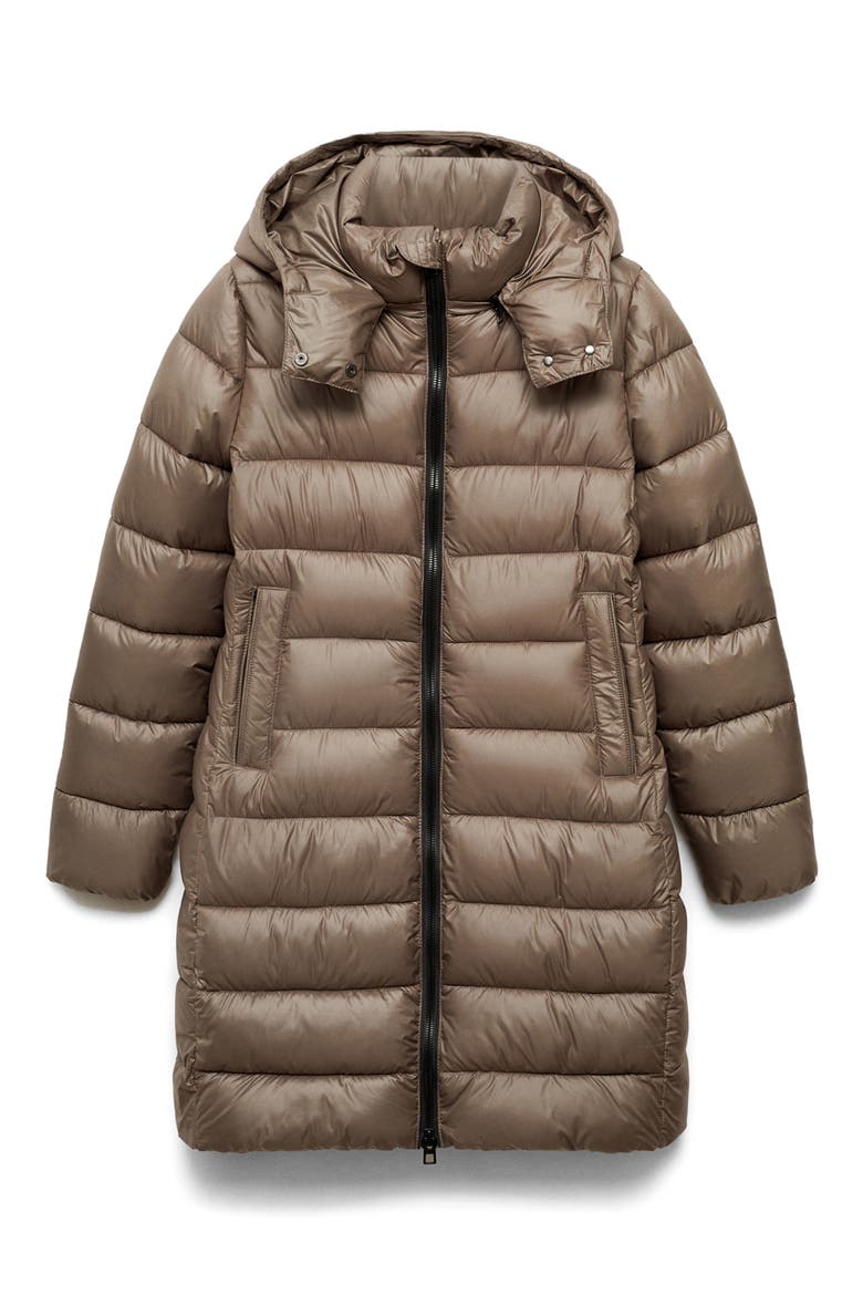 Water Repellent Hooded Quilted Coat, Alternate, color, MEDIUM BROWN