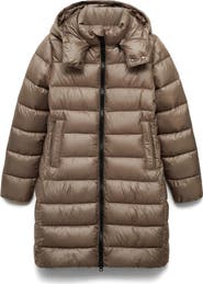 MANGO Water Repellent Hooded Quilted Coat