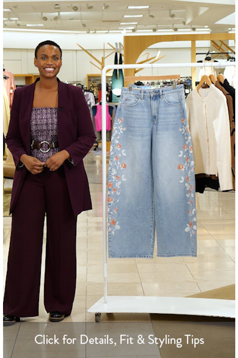 Floral Embroidered High Waist Barrel Leg Jeans video