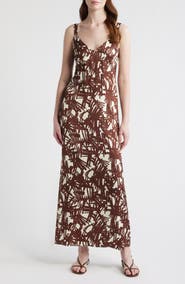 rag & bone Aubrey Print Sleeveless Satin Maxi Dress