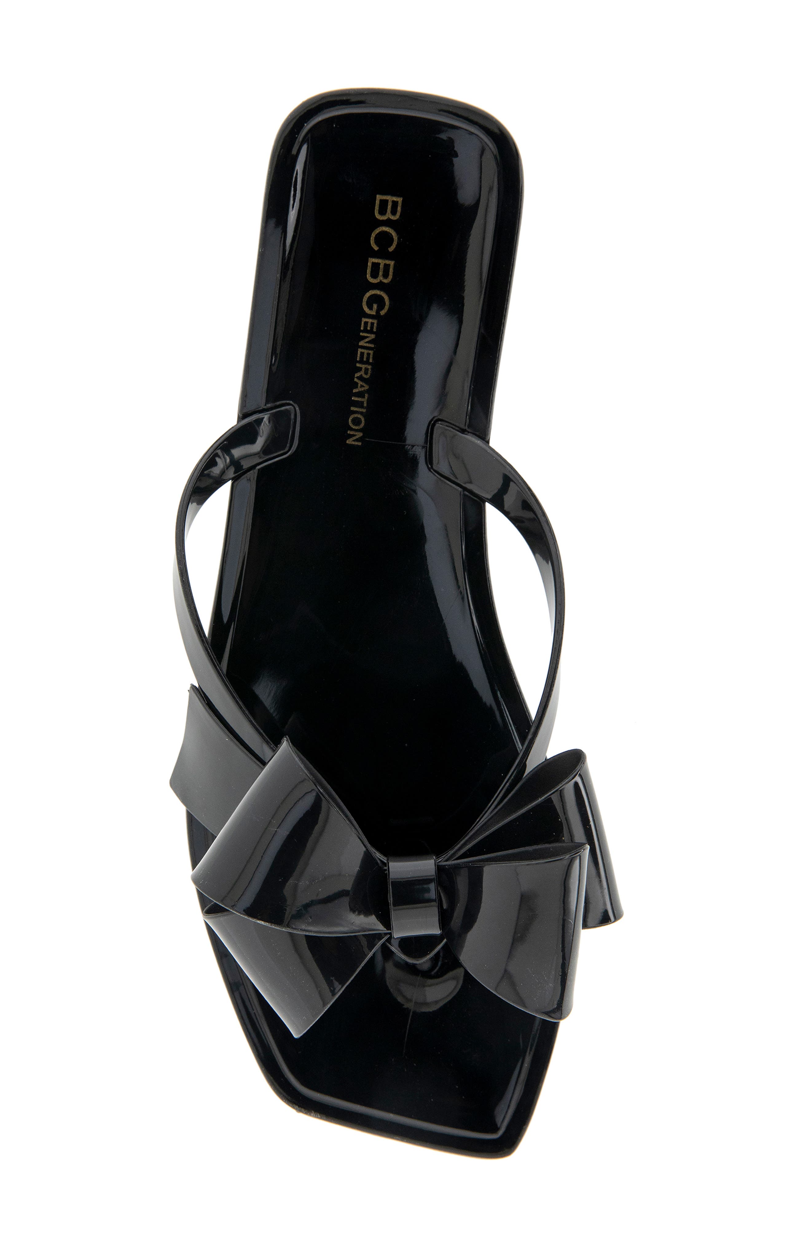 BCBGeneration Lima Bow Jelly Sandal, Alternate, color, Black