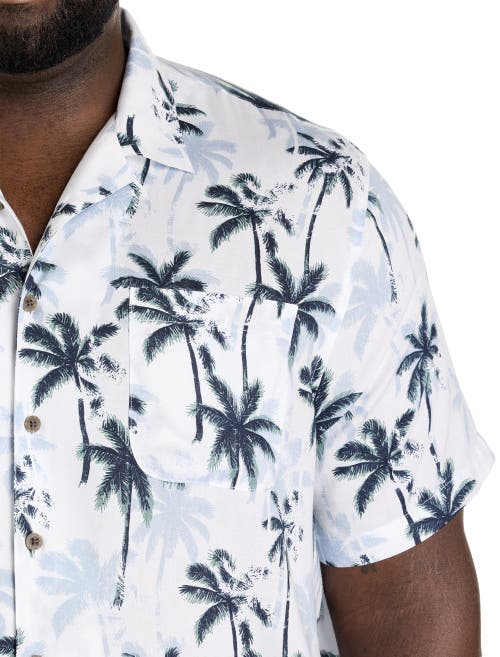 Oak Hill By Dxl Big & Tall Palm Tree Print Sport Shirt In White Multi