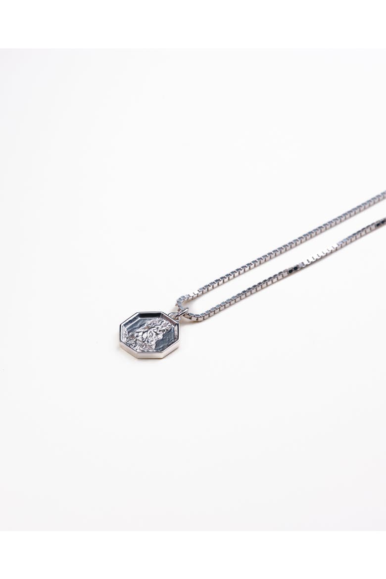 St. Christopher Octagon Necklace, Main, color, Recycled Sterling Silver