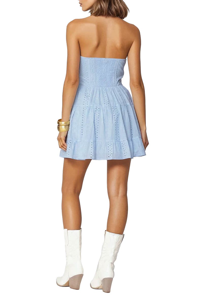 Liora Strapless Eyelet Cotton Minidress, Alternate, color, LIGHT-BLUE