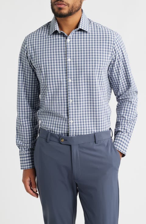 Leeward Trim Fit Plaid Performance Button-Up Shirt