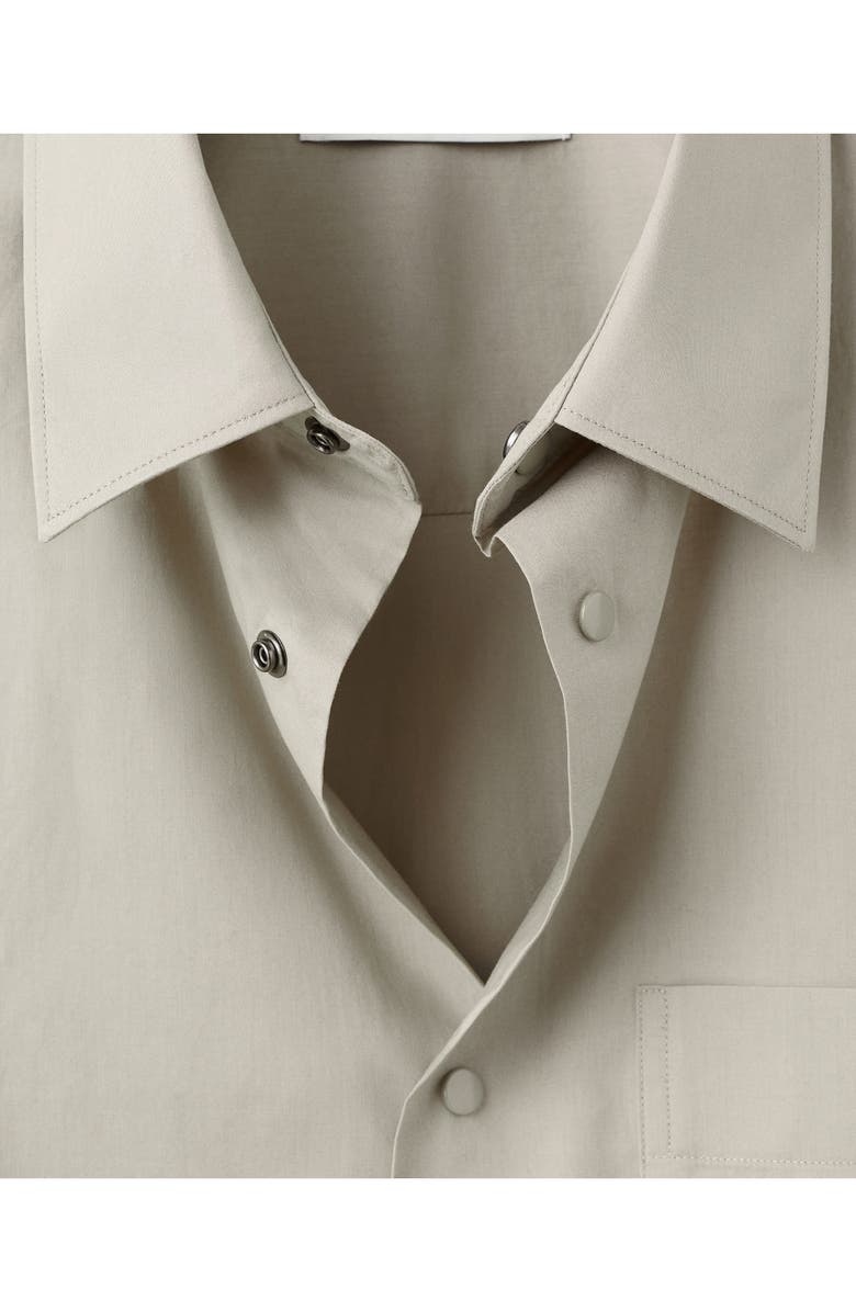 MANGO Relaxed Fit Solid Snap-Up Shirt, Alternate, color, Beige