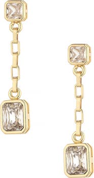 Ettika Rectangular Cubic Zirconia Chain Drop Earrings