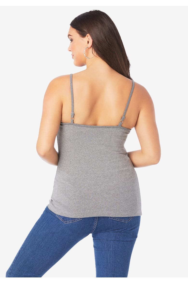 Plus Size Adjustable Strap Cami With Built In Shelf Bra, Alternate, color, BLACK