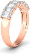 HauteCarat Half Emerald Cut Lab Created Diamond 18K Gold Eternity Ring