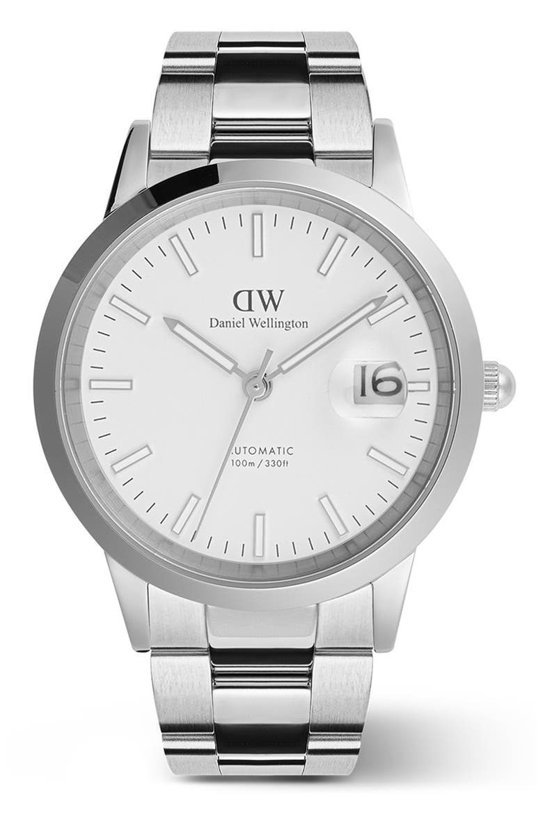 Iconic Link Automic Bracelet Watch, 40mm, Main, color, SILVER