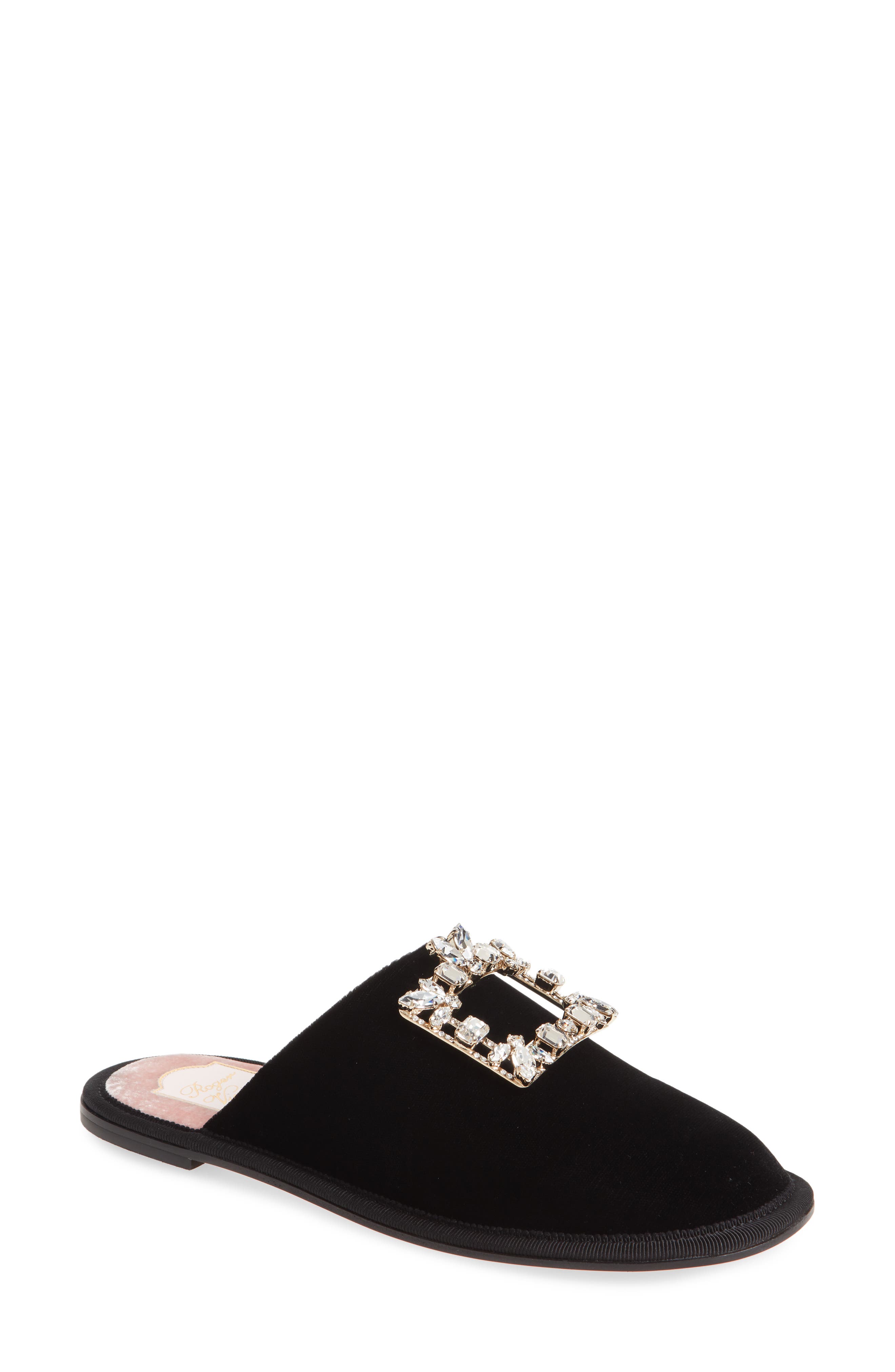 Roger Vivier Hotel Vivier Broche Crystal Buckle Mule, Main, color, 