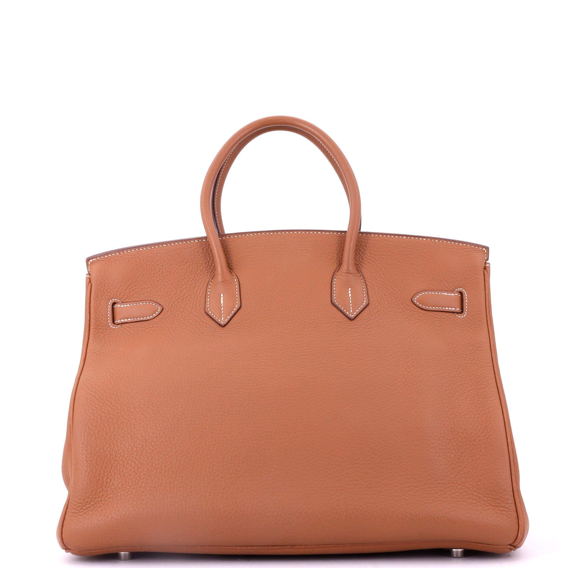 Pre-Owned Hermes Birkin Handbag Brown Togo with Palladium Hardware 35, Alternate, color, Gold