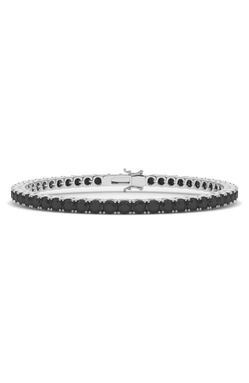 HauteCarat Round Cut Lab Created Black Diamond 18K Gold Tennis Bracelet in 14K White Gold 