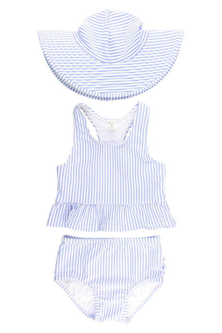 Two-Piece Swimsuit & Hat Set, Main, color, BLUE