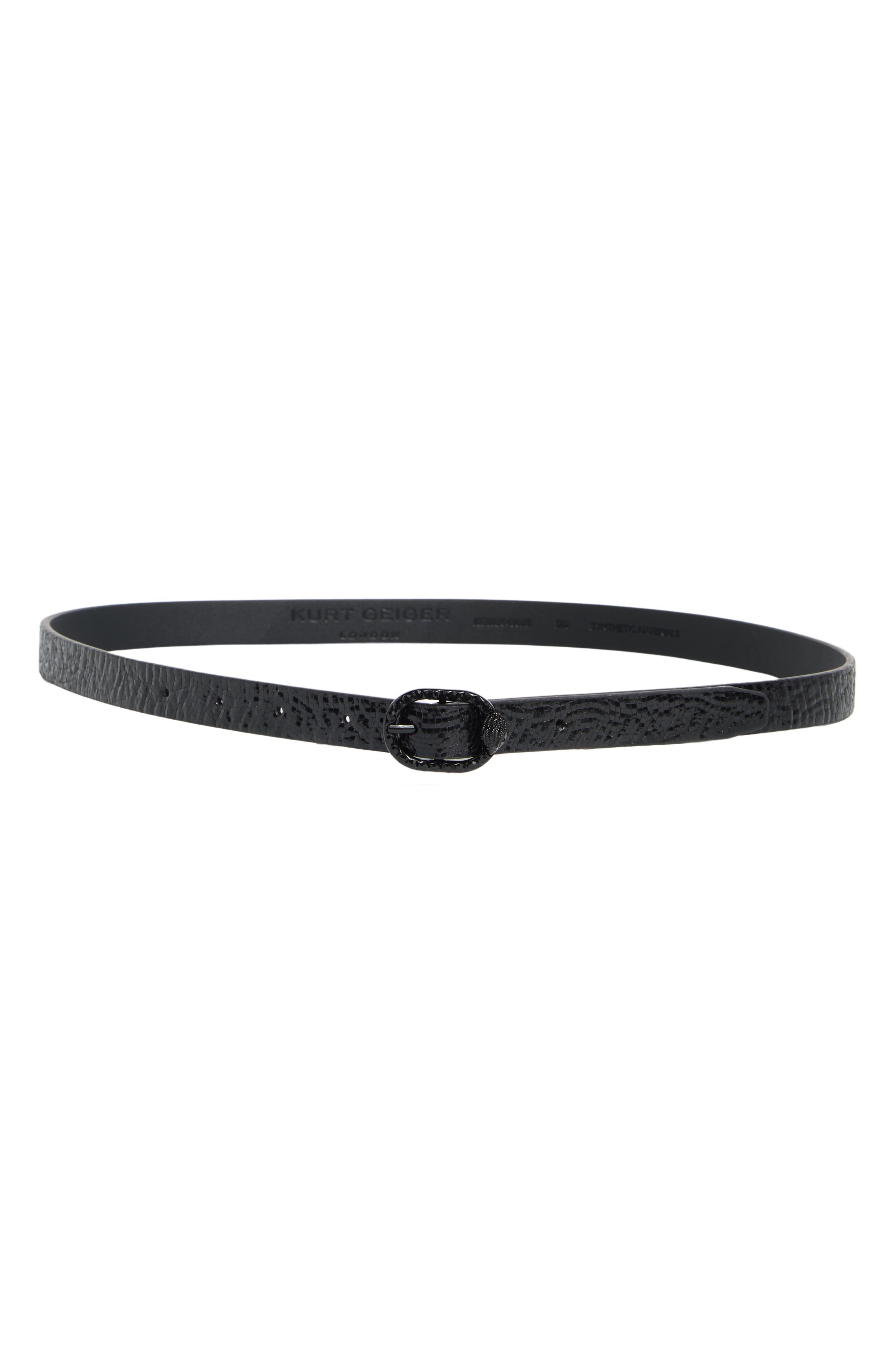 Mayfair Croc Embossed Skinny Belt