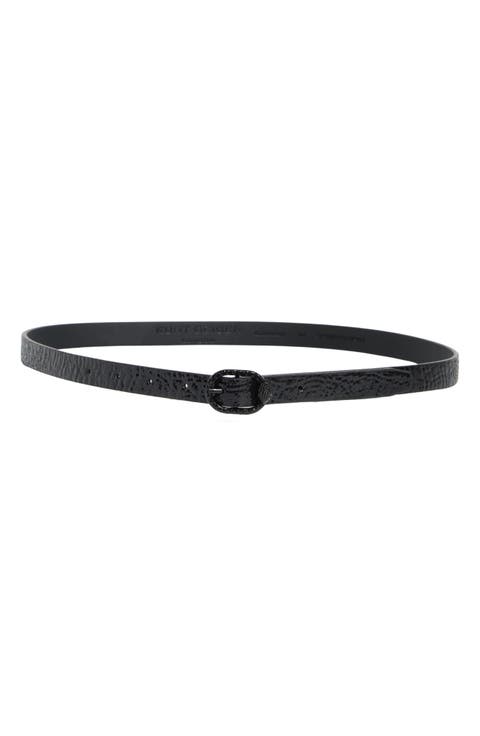 Mayfair Croc Embossed Skinny Belt