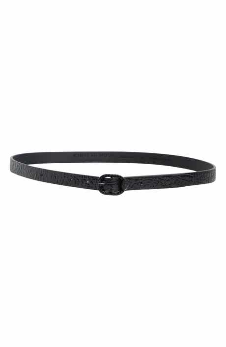 Mayfair Croc Embossed Skinny Belt