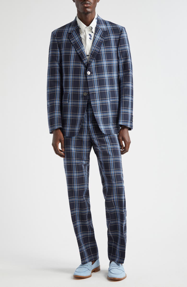 Thom Browne Unstructured Straight Fit Plaid Cotton Sport Coat, Alternate, color, 