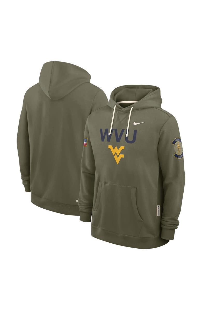 Nike Men's Nike Olive West Virginia Mountaineers 2025 Military Appreciation Performance Pullover Hoodie, Alternate, color, 