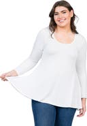 24seven Comfort Apparel Poised Long Sleeve Swing Tunic Top