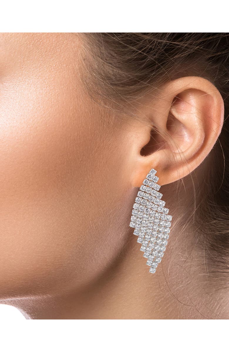 CZ by Kenneth Jay Lane Cubic Zirconia Mesh Design Drop Earrings, Alternate, color, 