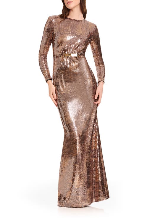 Johanna Sequin Long Sleeve Mermaid Gown