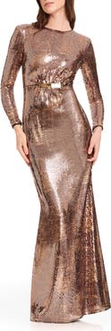 Dress the Population Johanna Sequin Long Sleeve Mermaid Gown