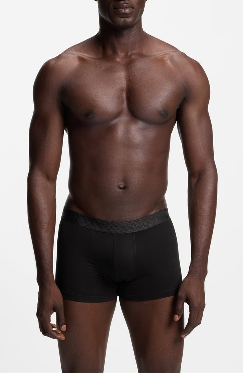 BOSS Assorted 3-Pack Power Stretch Cotton Trunks Gift Box, Main, color, Black