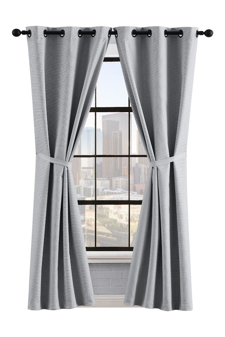 Finley Textured Blackout Set of 2 Curtain Panels, Main, color, LIGHT GREY