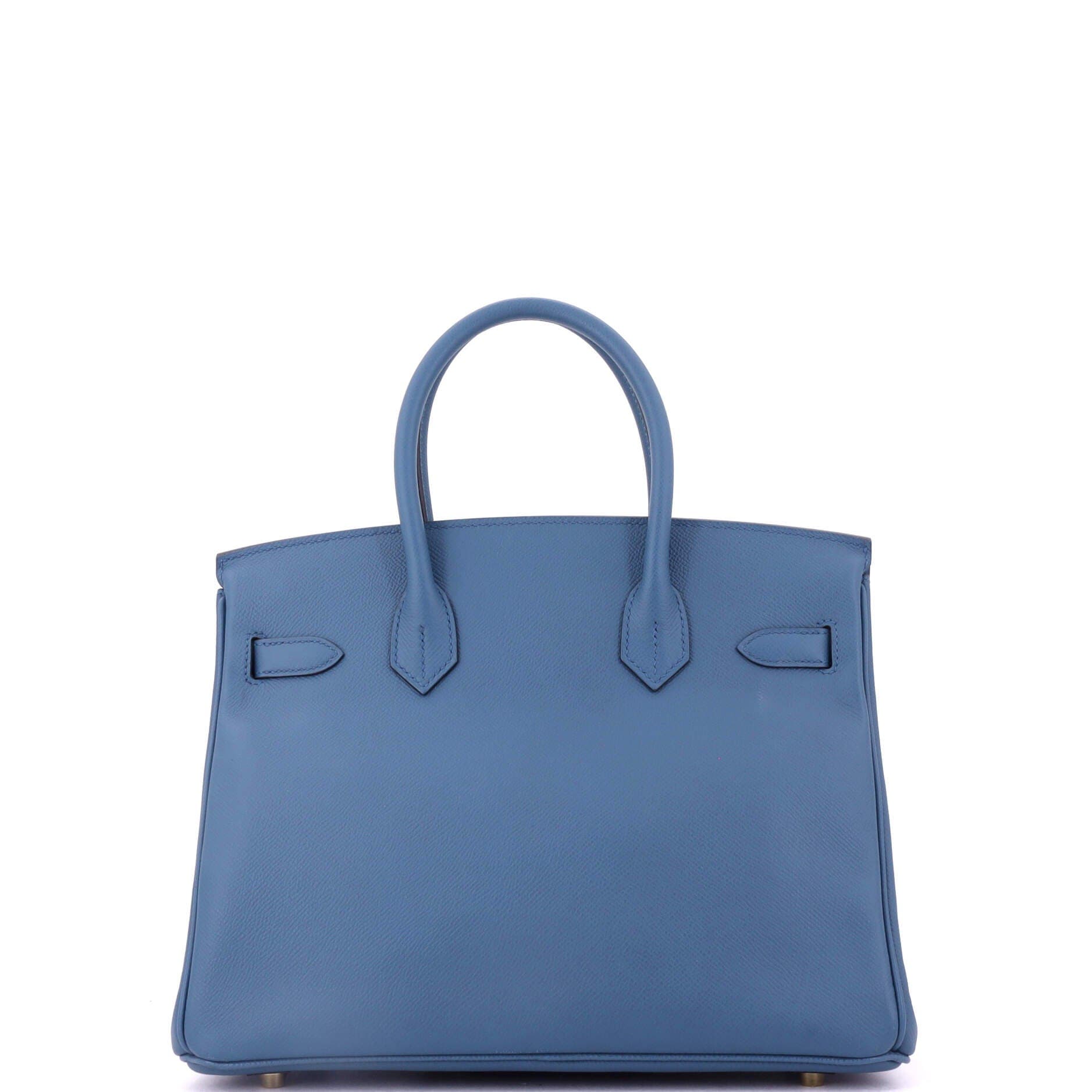 Pre-Owned Hermes Birkin Handbag Blue Epsom with Gold Hardware 30, Alternate, color, Bleu Agate