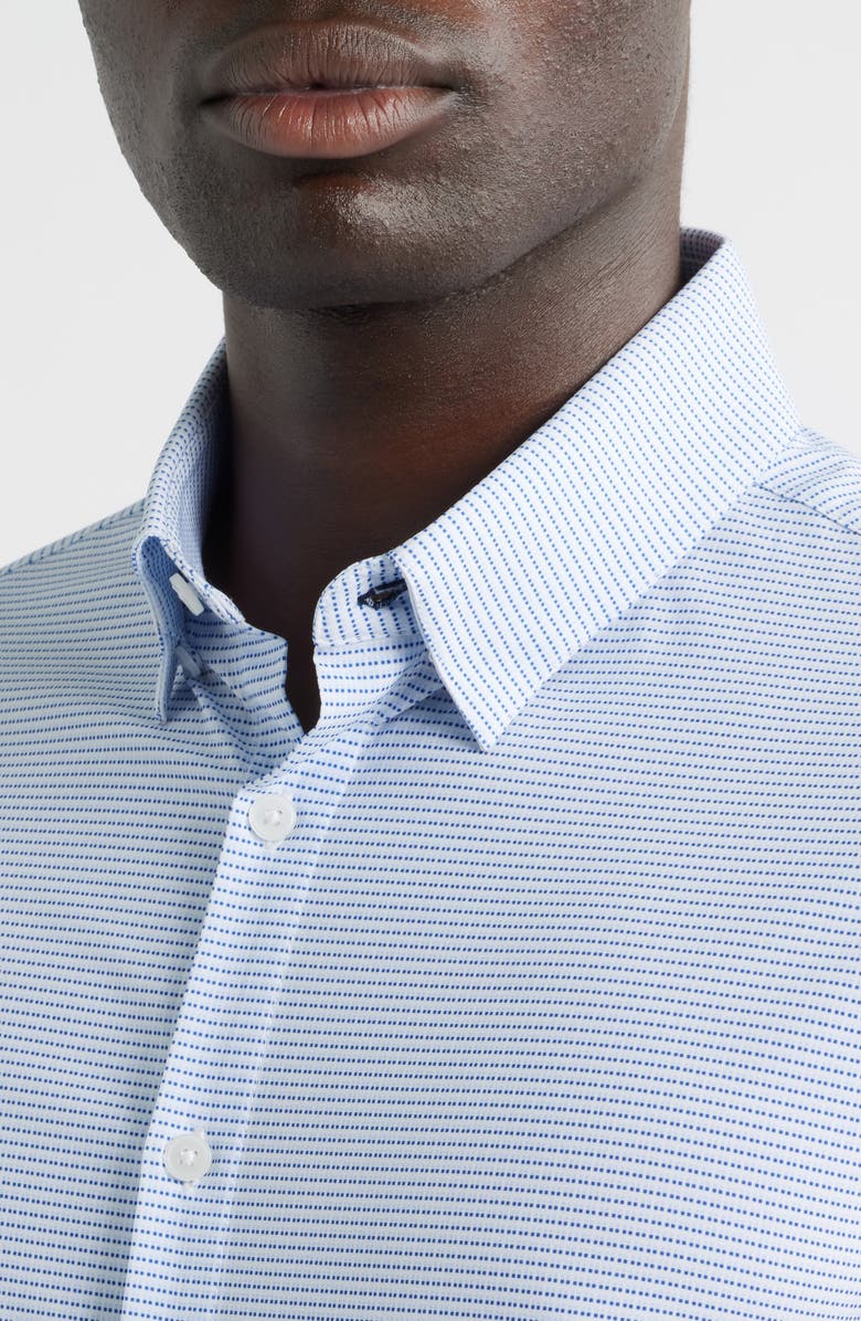 Mizzen+Main Leeward Trim Fit Plaid Performance Button-Up Shirt, Alternate, color, Cobalt Drop Shadow