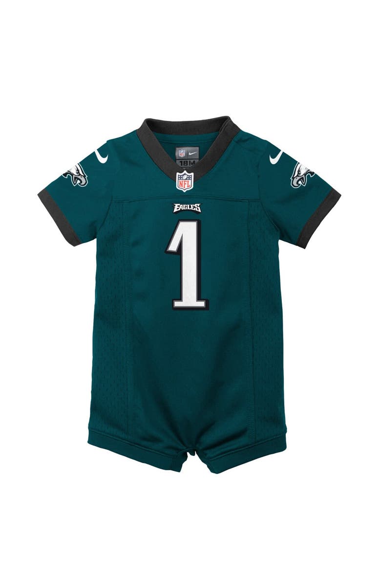 Nike Newborn & Infant Nike Jalen Hurts Midnight Green Philadelphia Eagles Game Romper Jersey, Alternate, color, 