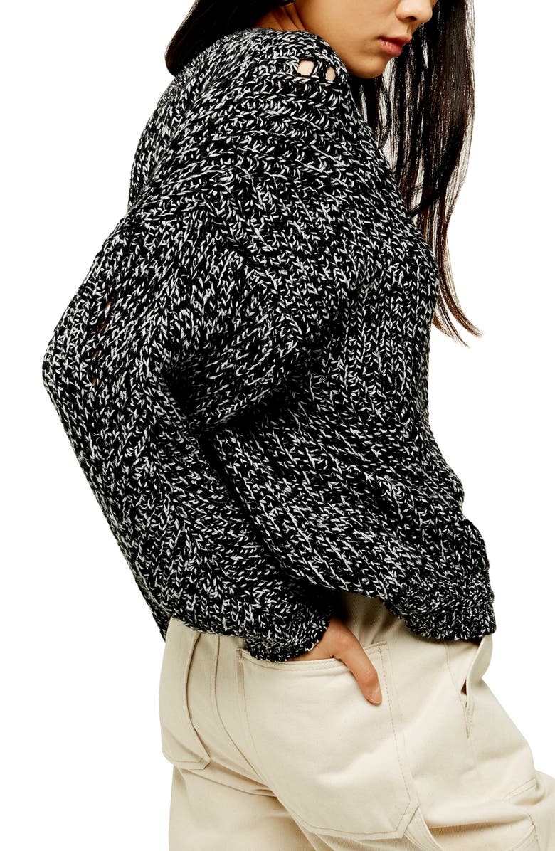 Topshop Chunky Pointelle Sweater, Alternate, color, 