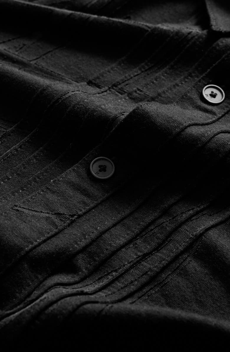 John Varvatos Phoenix Pleat Front Button-Up Shirt, Alternate, color, Black