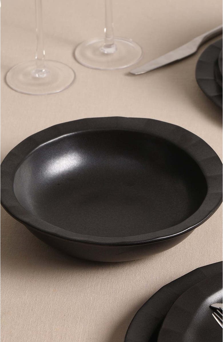 Stone Lain Oasis Stoneware 4-Piece Pasta Bowl Set, Alternate, color, Black